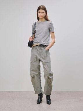NILI LOTAN Shon Pant Grey $375 Carpenter Bowleg Barrel O/XS